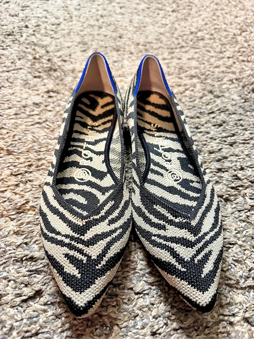 Rothy's The Point (Gray Zebra) ) Pointed-Toe Flats US 5.5